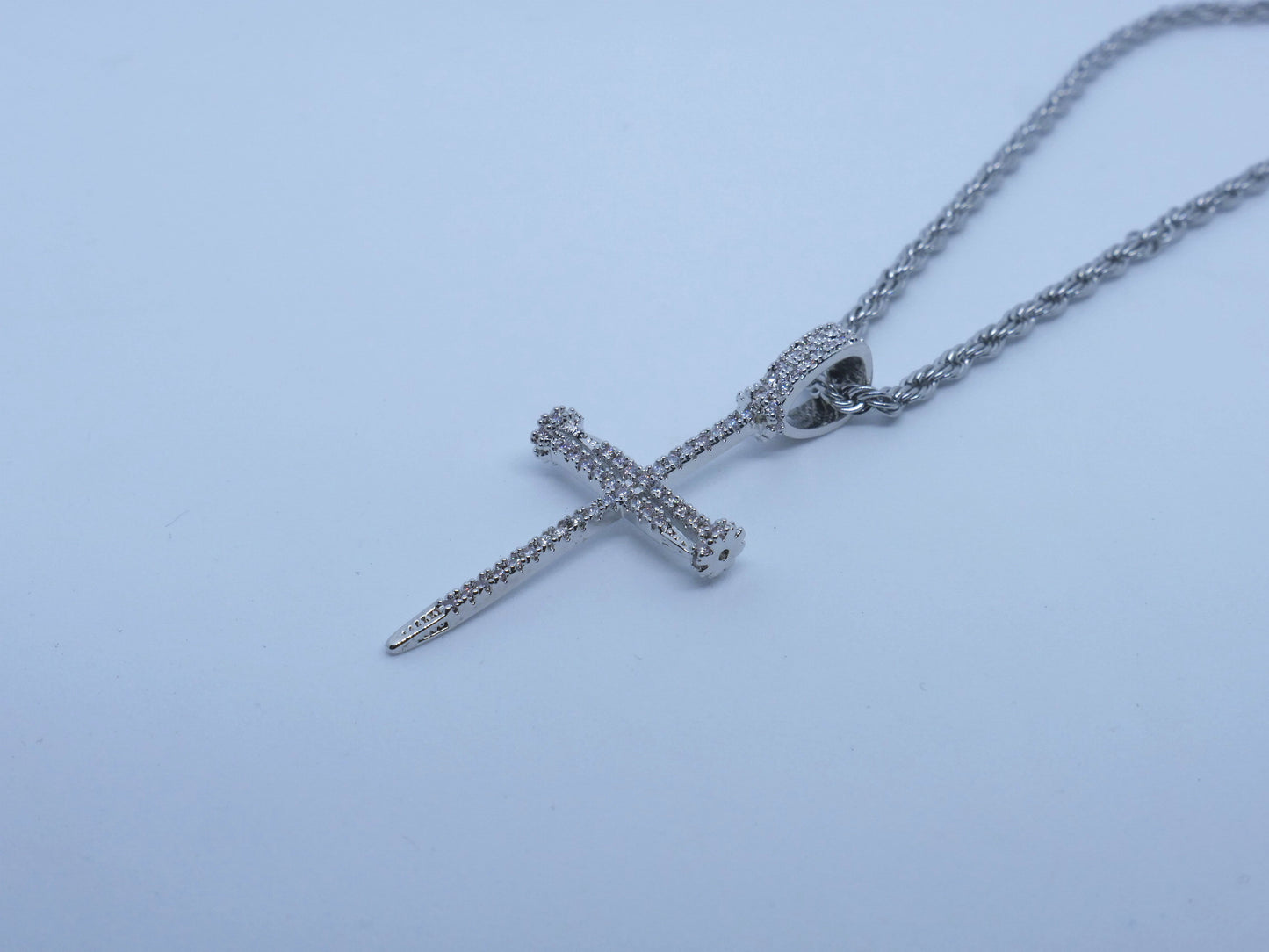 Iced Nail Cross Pendant