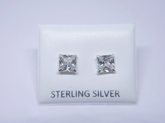 8mm Square Studs - 925 Sterling Silver